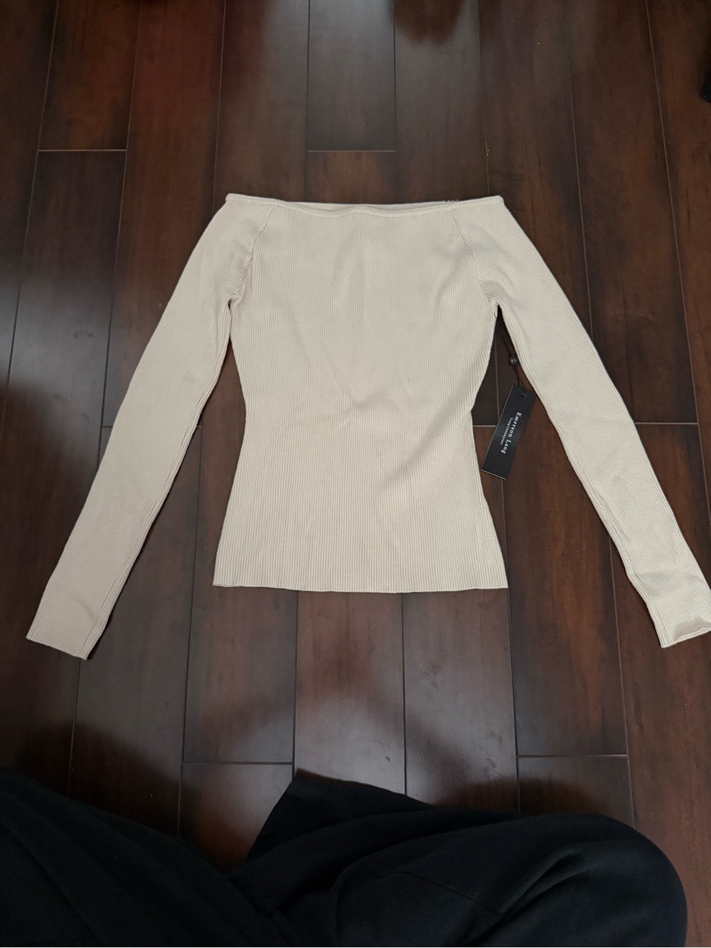 Women’s Off-the-Shoulder Ribbed Sweater Top - Cream
